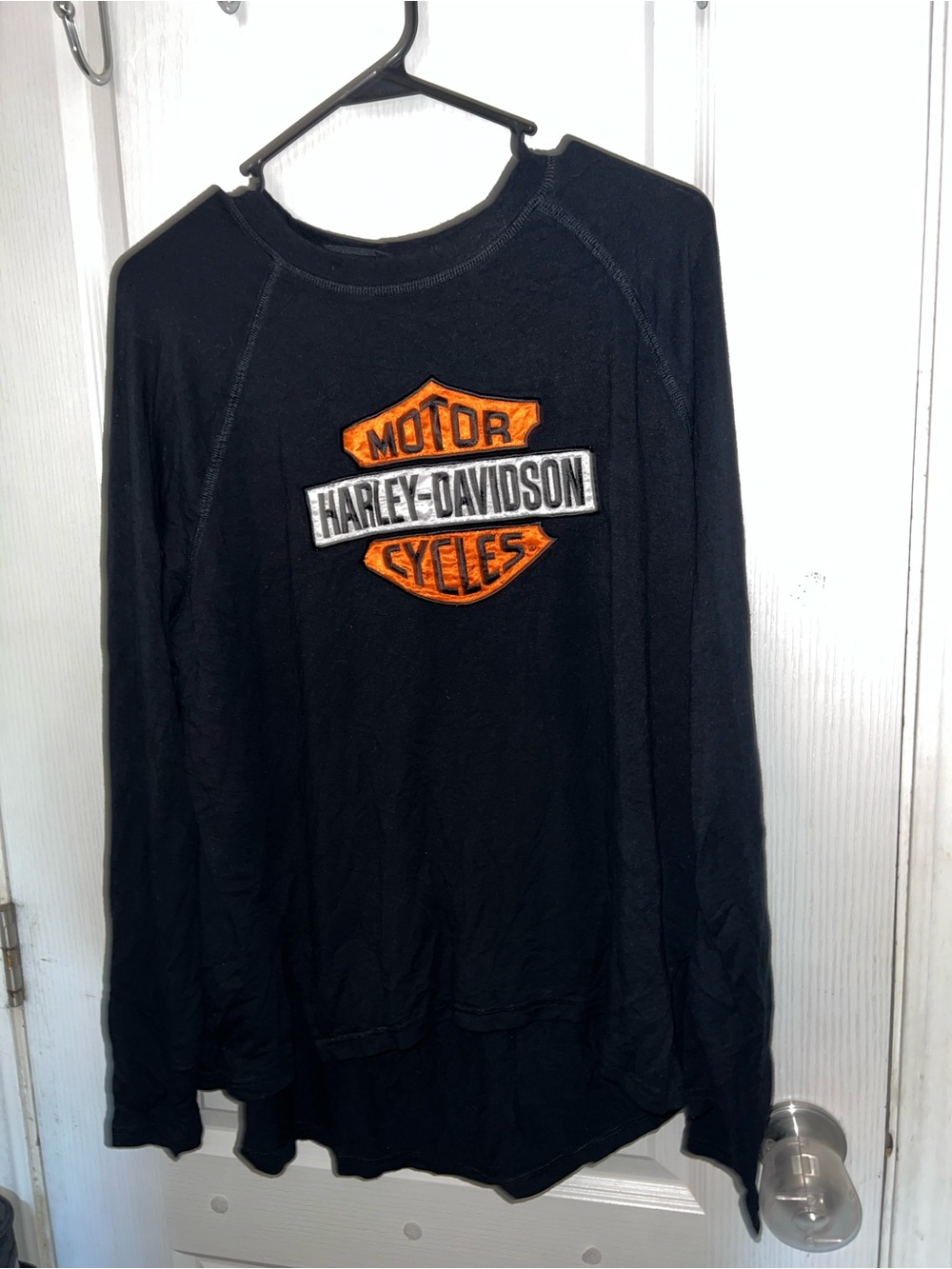 Harley-Davidson Black Shirt with Orange and White Bar & Shield Logo